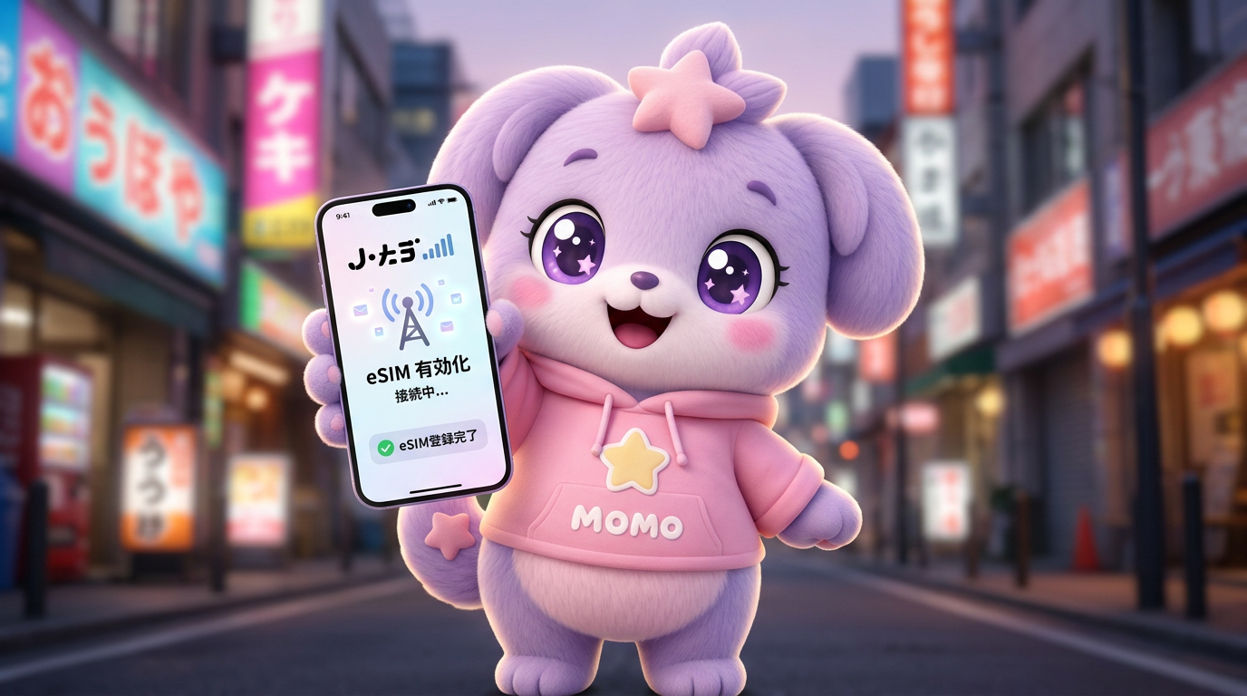 Phone with eSIM activated for a trip to Japan