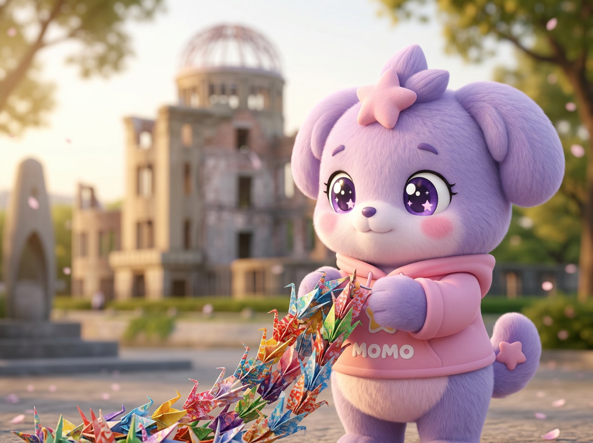 Hiroshima mascot at landmark