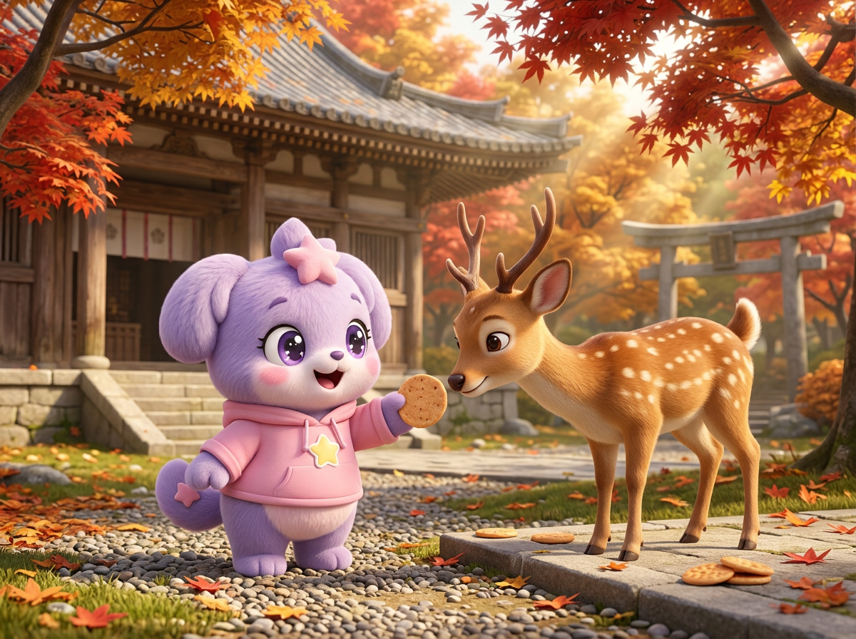 Nara mascot at landmark